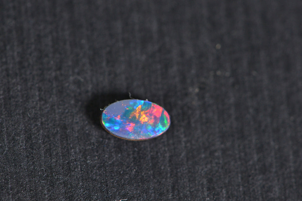 Australian Black Opal Doublet Cabochon: Metallic Oval Gemstone (5X3mm)