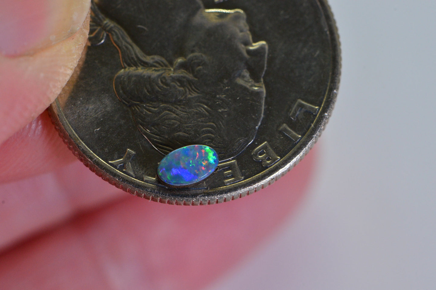 AAA Australian Black Opal Natural Gemstone Cabochons  blue - green Metallic  Doublet Boulder Oval 5X3mm