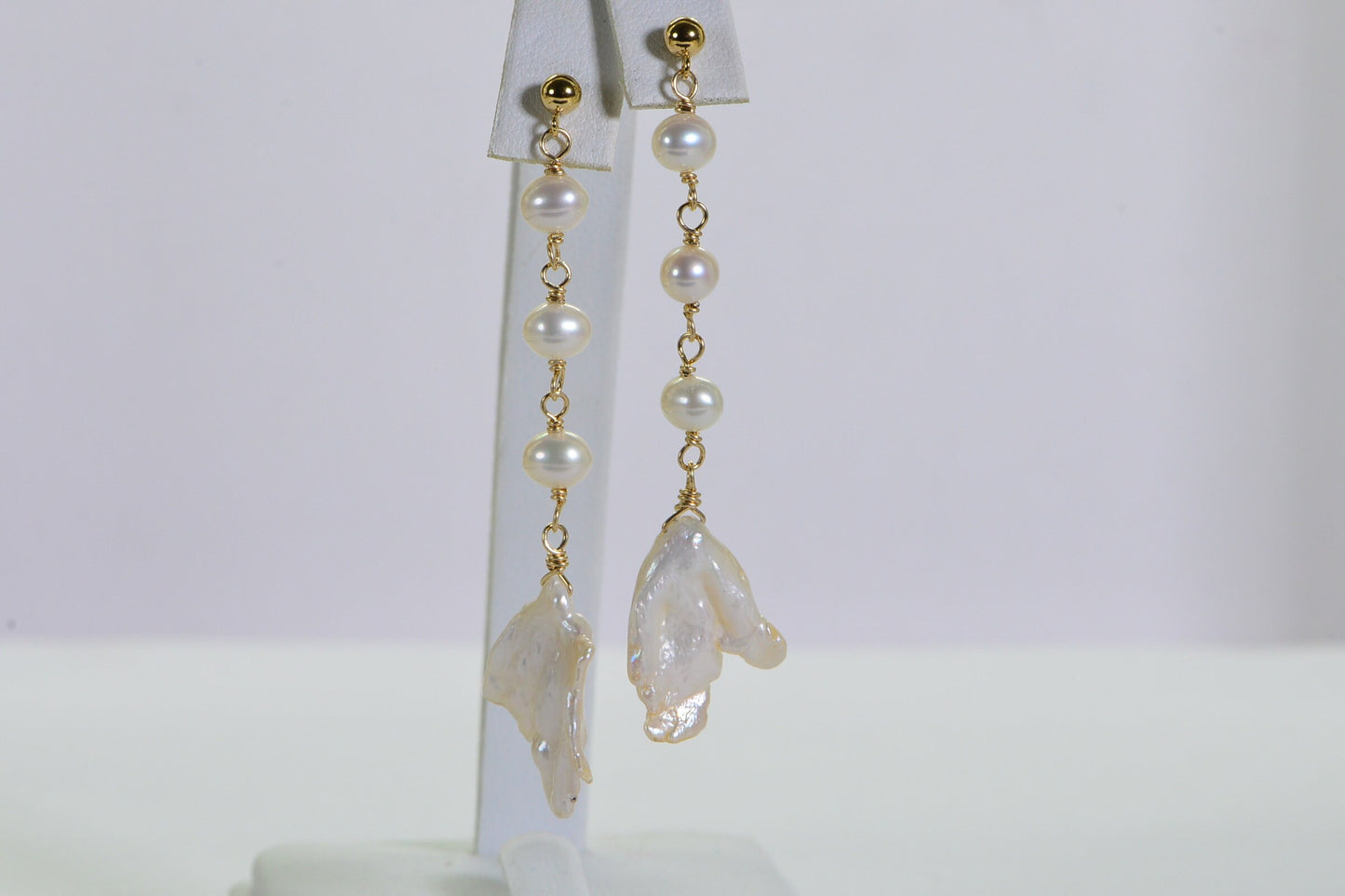 Long Keishi Pearl Chandelier Earrings, 14K Gold-Filled Wire, Bridal Wedding Jewelry