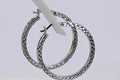 Diamond Cut Sterling Silver Hoop Earrings: 14K White Gold Finish, 1 inch