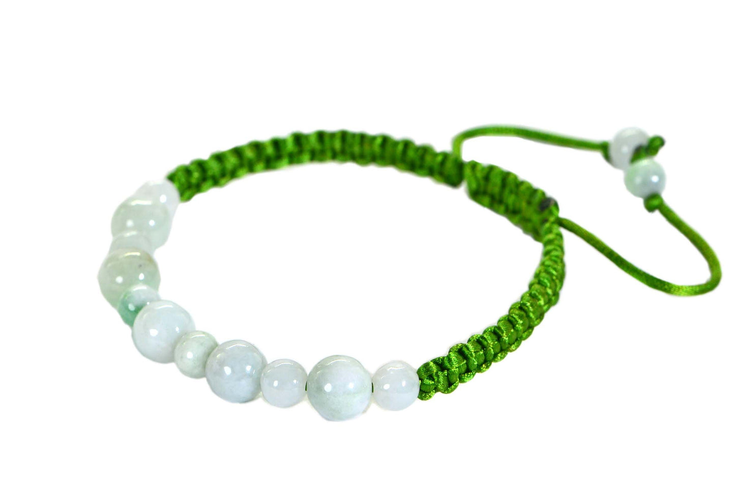 Handmade Burma Jade Bracelet: Light Green Macrame Woven Bead Bracelet