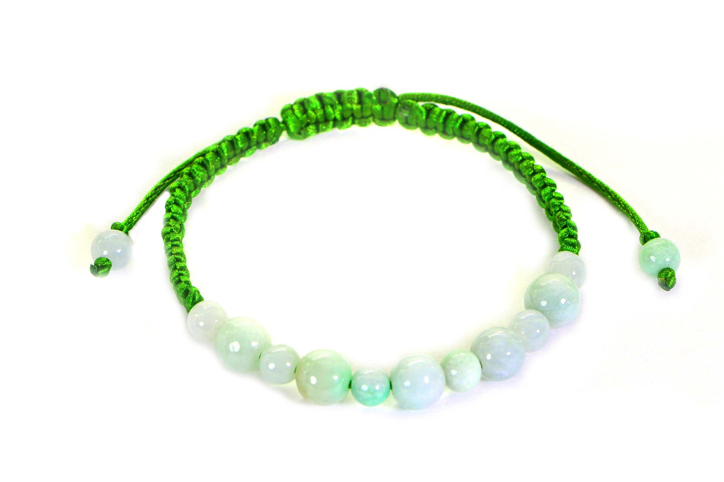 Handmade Burma Jade Bracelet: Light Green Macrame Woven Bead Bracelet