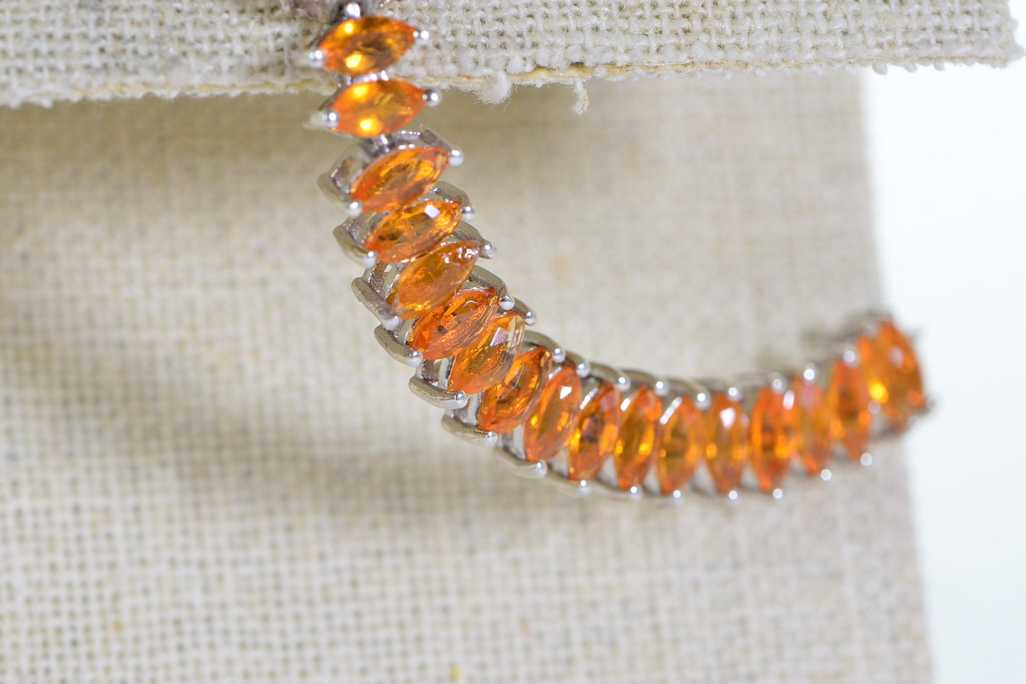 Mexican Fire Opal Sterling Silver Bolo Bracelet: Marquise Gemstone