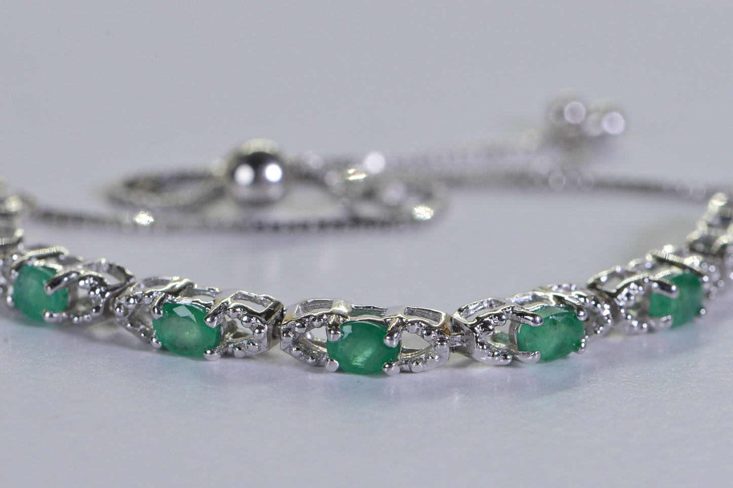 Emerald Tennis Bracelet: Natural Colombian Gemstone, Sterling Silver Bolo Style