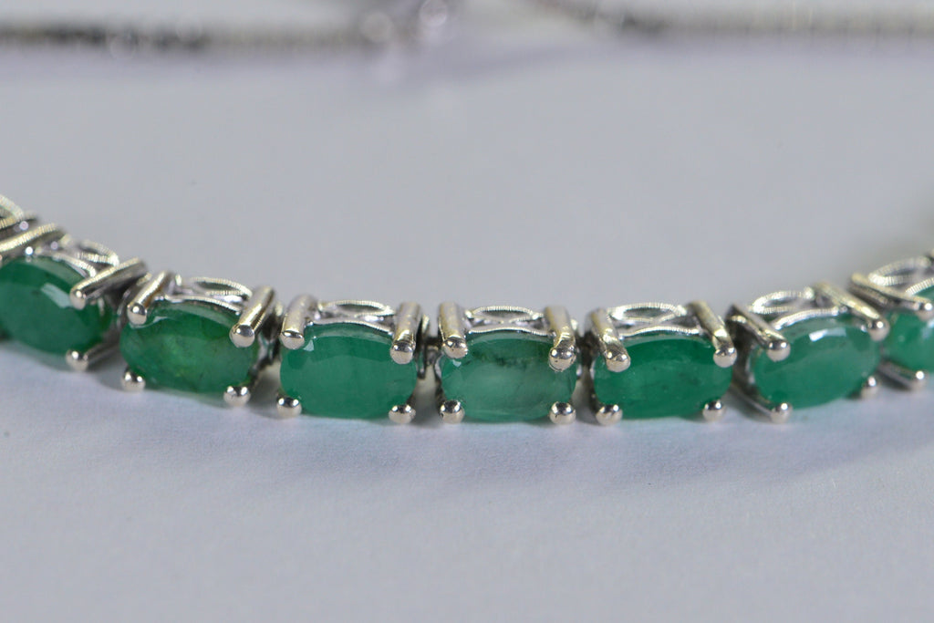 Natural Colombian Emerald Bracelet: Sterling Silver Adjustable Bolo, May Birthstone