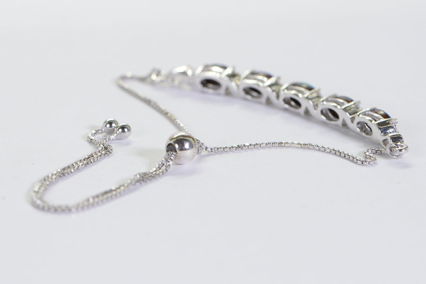 Australian Opal Bracelet, Sterling Silver Bolo, CZ Accents