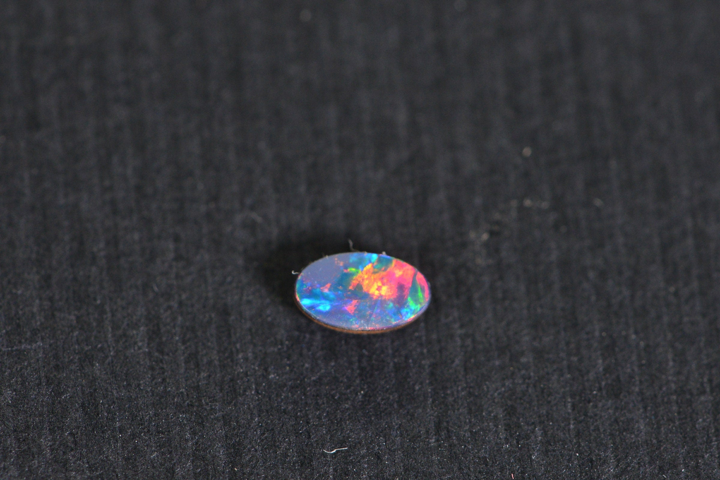 Australian Black Opal Doublet Cabochon: Metallic Oval Gemstone (5X3mm)