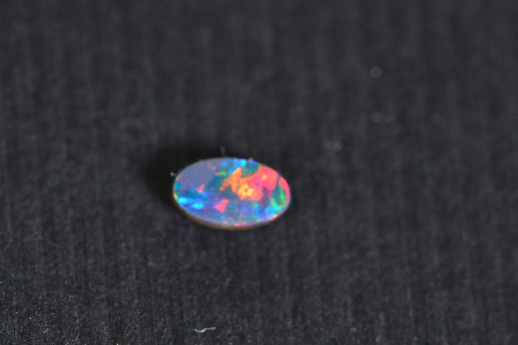 Australian Black Opal Doublet Cabochon: Metallic Oval Gemstone (5X3mm)