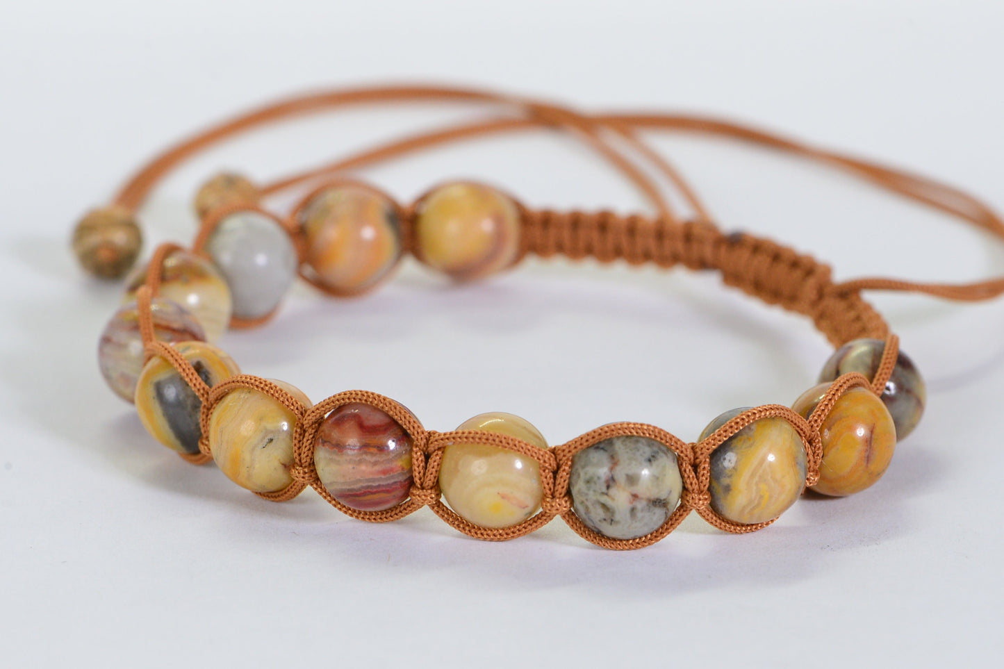 Crazy Lace Agate Shamballa Bracelet: Men's Crystal Healing Bracelet