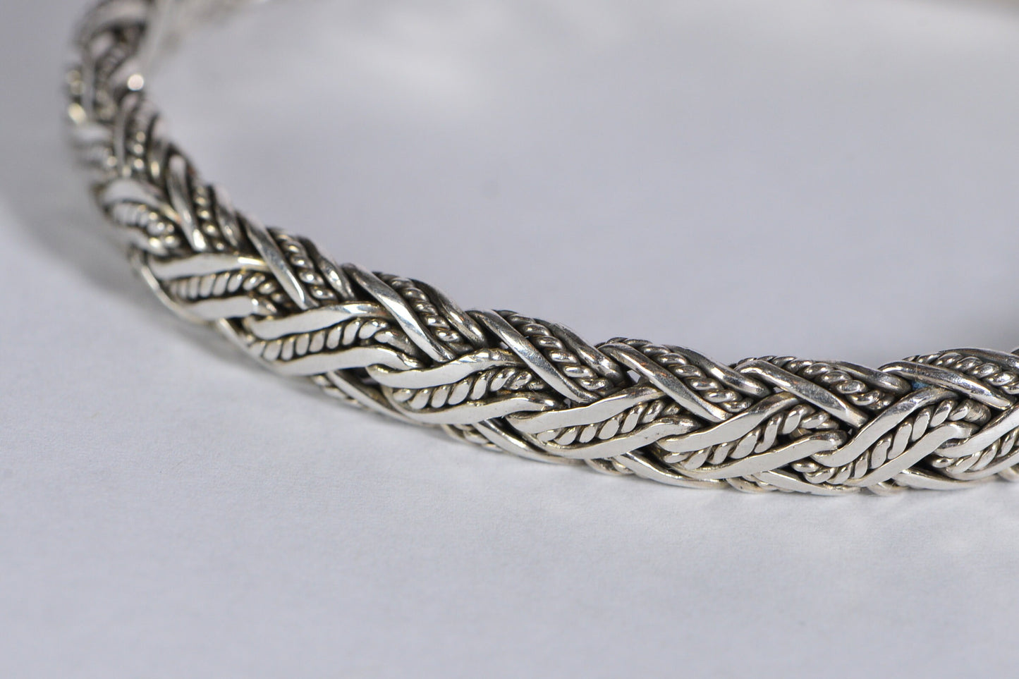 Herringbone Viking Knit Sterling Silver Bracelet, Heavy Biker Style