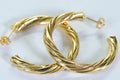 18K Gold Vermeil Twist Hoop Earrings: Sterling Silver 925