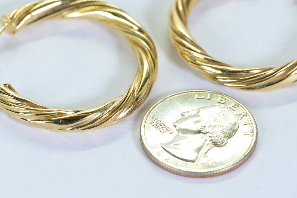 18K Gold Vermeil Twist Hoop Earrings: Sterling Silver 925