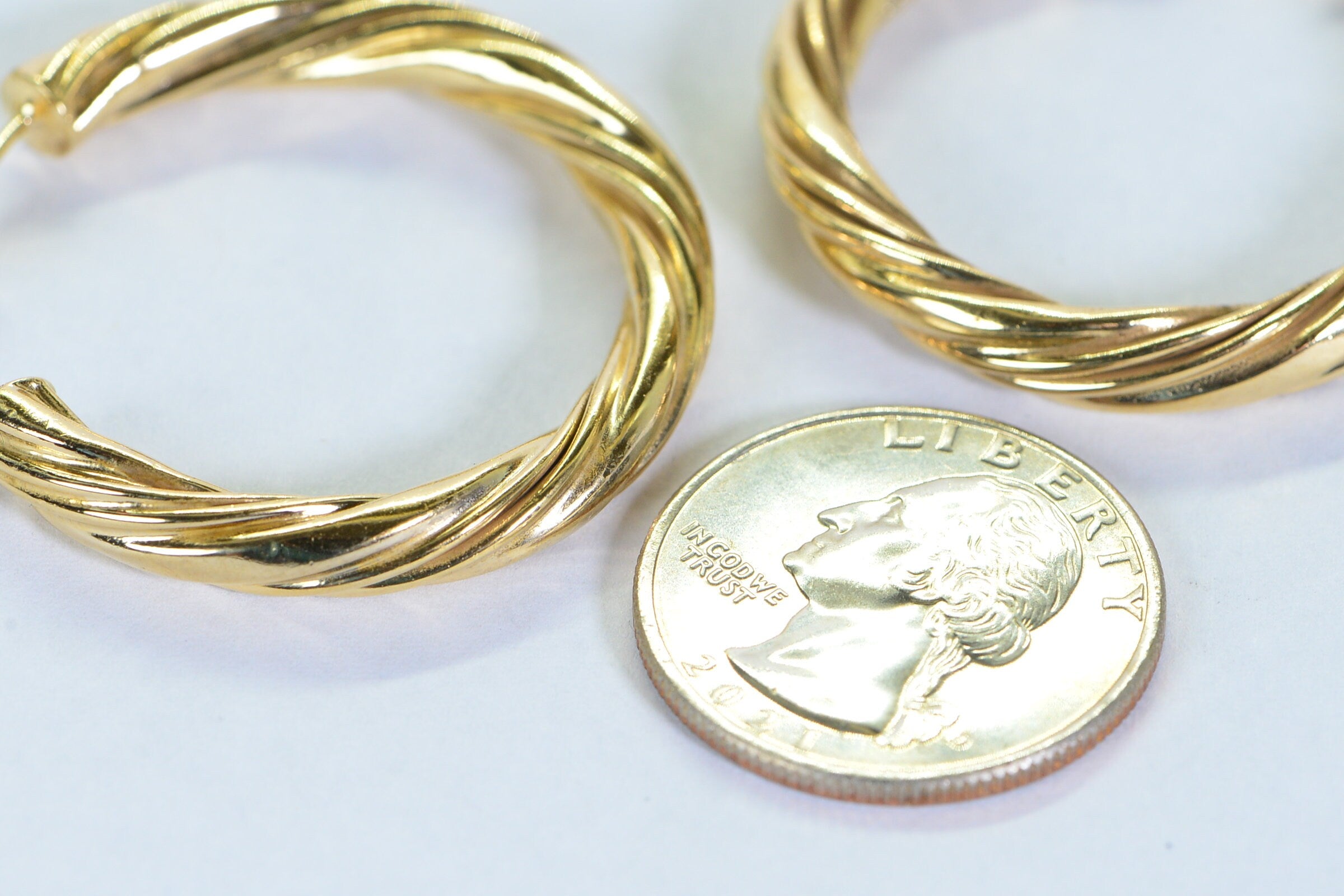 18K Gold Vermeil Twist Hoop Earrings: Sterling Silver 925