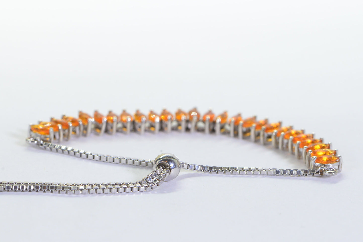 Mexican Fire Opal Sterling Silver Bolo Bracelet: Marquise Gemstone