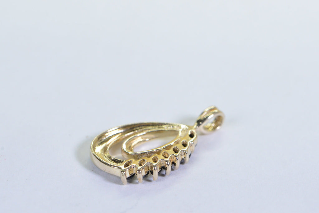 Vintage Sapphire Teardrop Pendant: Two-Tone Gold September Birthstone
