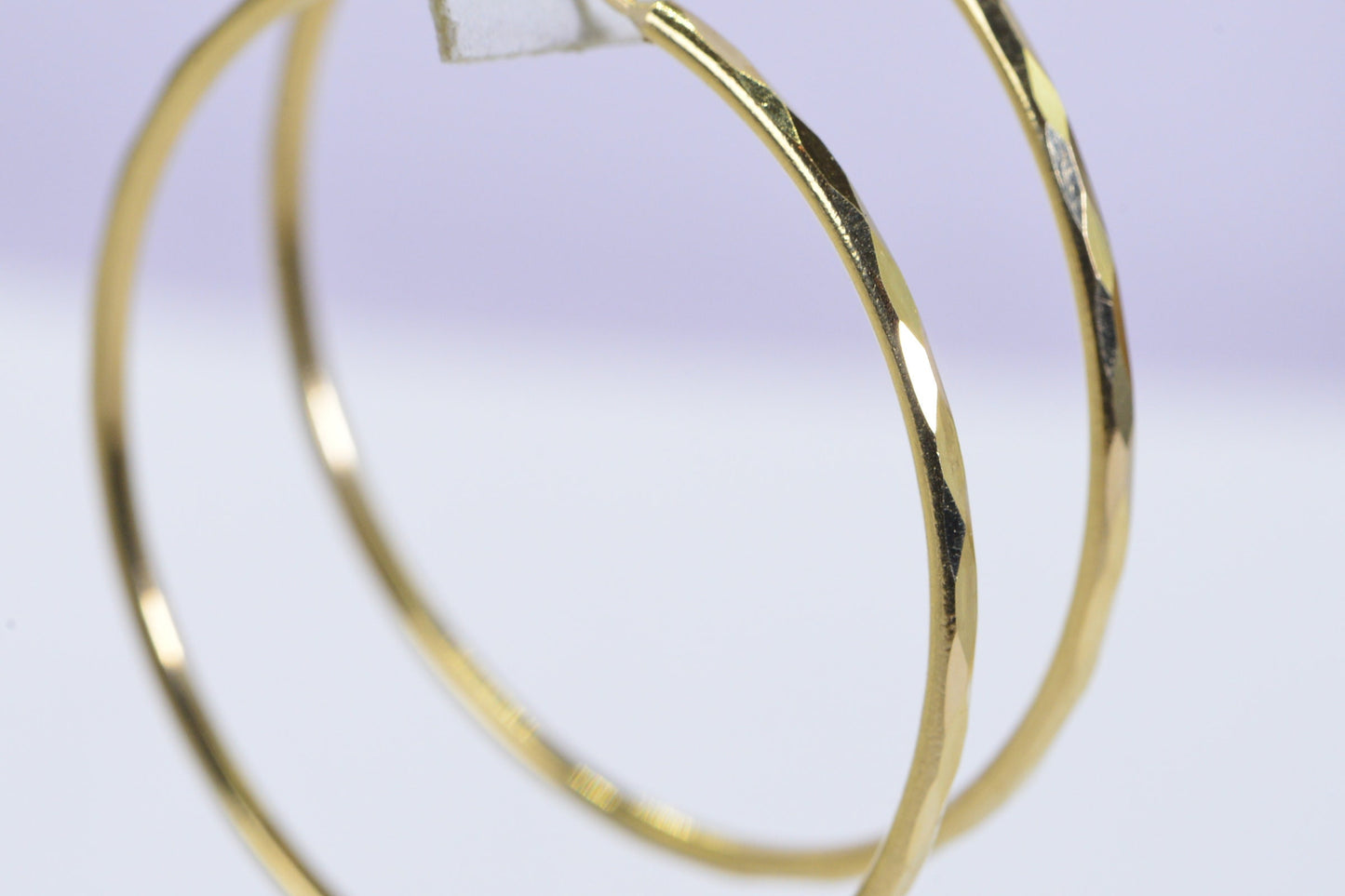 14K Yellow Gold Hoop Earrings: 45mm Textured Circle Hoops