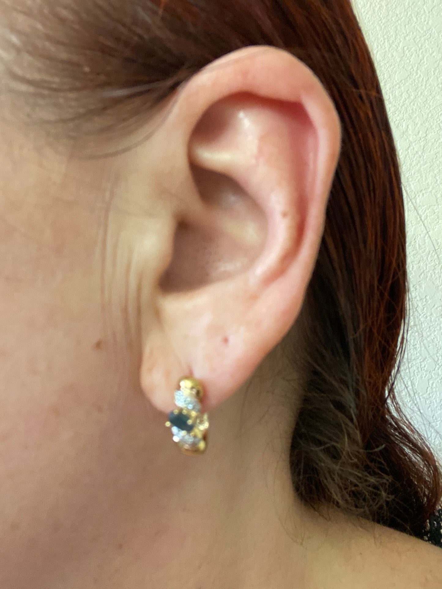 Green Sapphire Diamond Hoop Earrings: 14K Gold Vermeil Sterling Silver