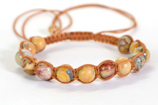Crazy Lace Agate Shamballa Bracelet: Men's Crystal Healing Bracelet