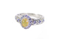Ethiopian Welo Opal Tanzanite Ring: Sterling Silver Filigree Engagement Ring
