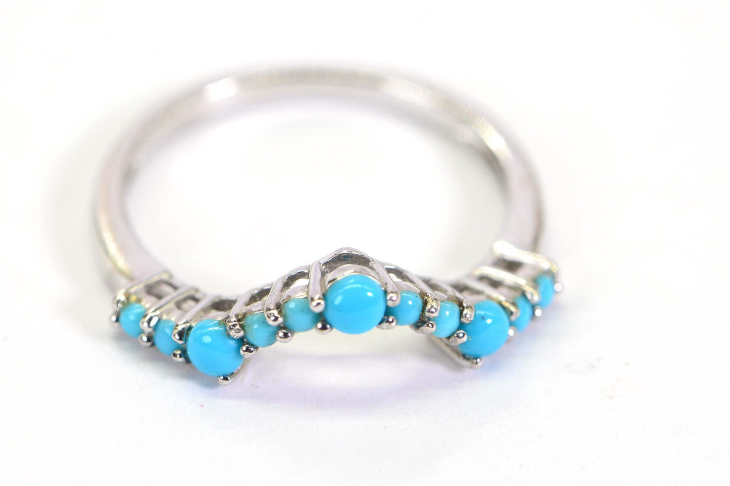 Sleeping Beauty Turquoise Wave Ring: Sterling Silver Zig-Zag Band