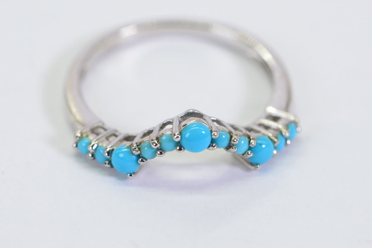 Sleeping Beauty Turquoise Wave Ring: Sterling Silver Zig-Zag Band