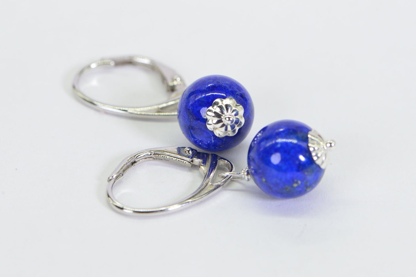 Handmade Lapis Lazuli Sterling Silver Earrings: Natural Gemstone Jewelry