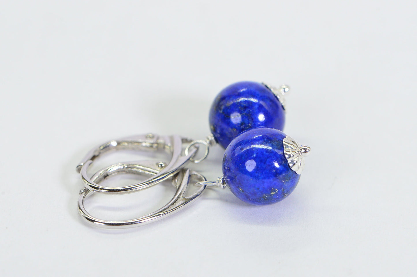 Handmade Lapis Lazuli Sterling Silver Earrings: Natural Gemstone Jewelry