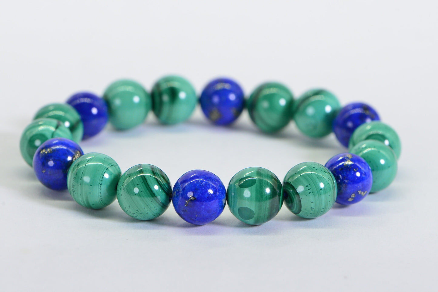 Malachite Lapis Lazuli Bracelet: Natural Gemstone Protection, Adjustable
