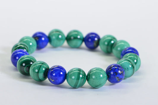 Malachite Lapis Lazuli Bracelet: Natural Gemstone Protection, Adjustable