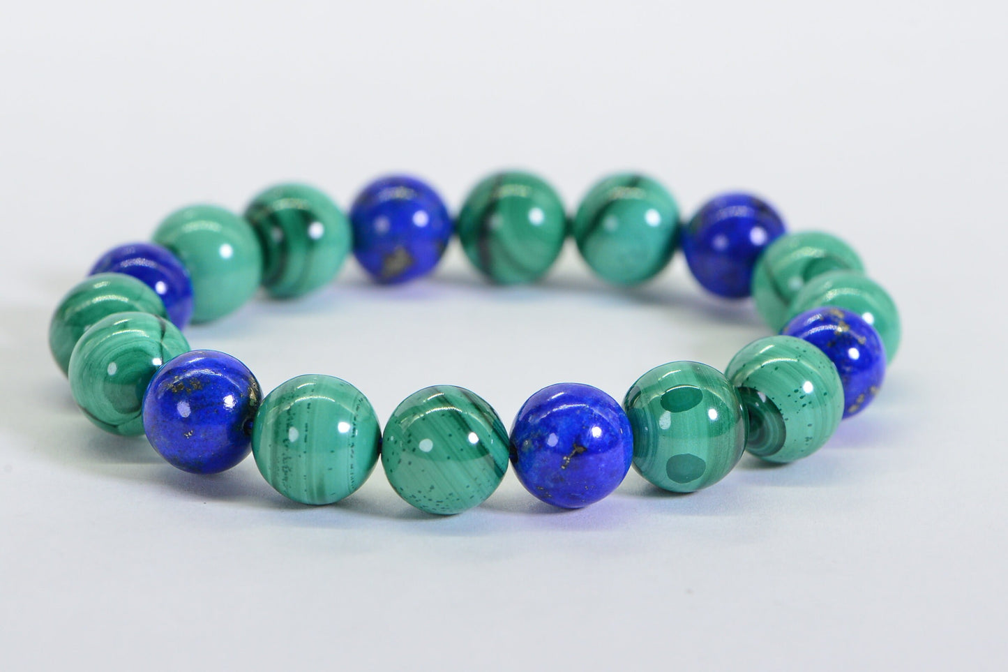 Malachite Lapis Lazuli Bracelet: Natural Gemstone Protection, Adjustable