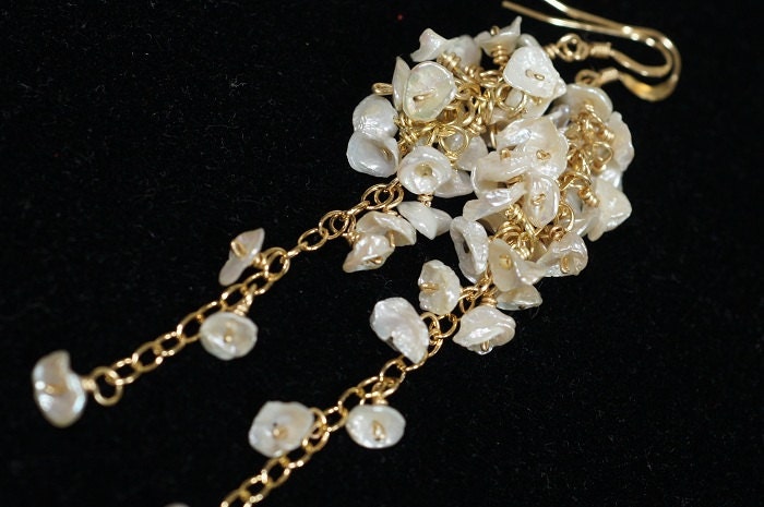 Bridal Keishi Pearl Earrings: 14K Gold Filled Wedding Jewelry