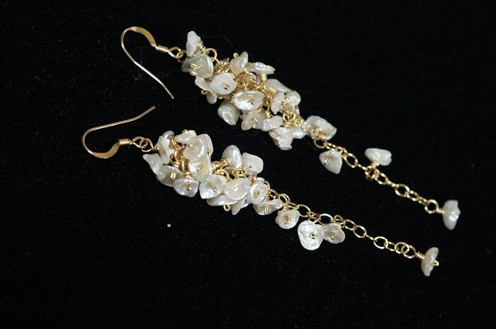 Bridal Keishi Pearl Earrings: 14K Gold Filled Wedding Jewelry