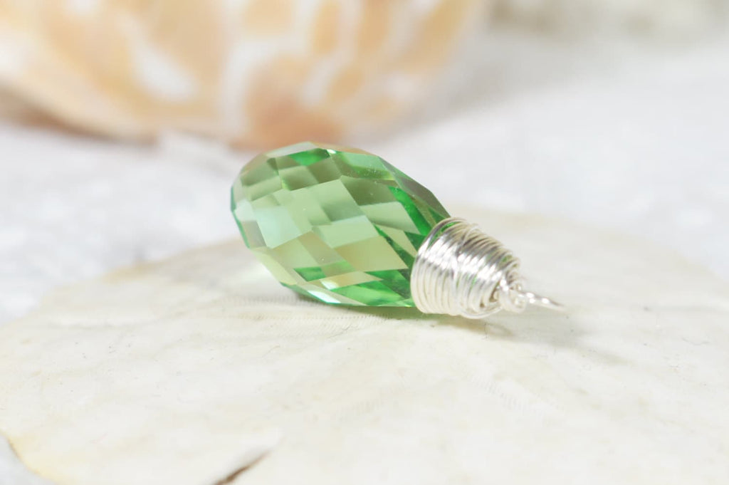 Light Amethyst Teardrop Briolette: Wire Wrapped Charm Pendant