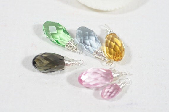 Light Amethyst Teardrop Briolette: Wire Wrapped Charm Pendant