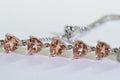 Morganite Quartz Trillion Cut Bracelet: Sterling Silver Bolo, Adjustable Fit