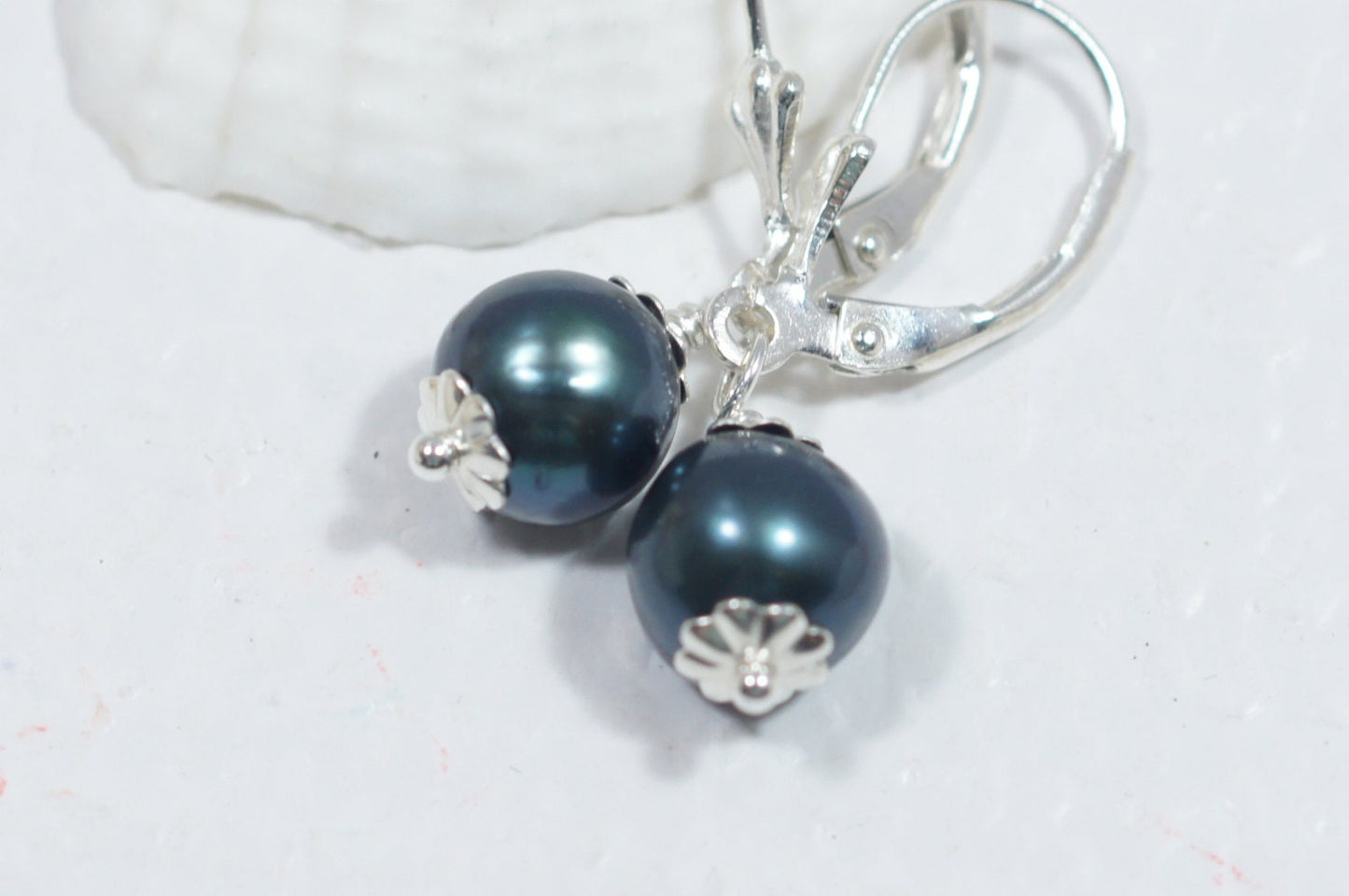 Black Pearl Earrings Sterlings Siver Necklace Set Freshwater Pearl  Birthstone Gemstone Jewelry