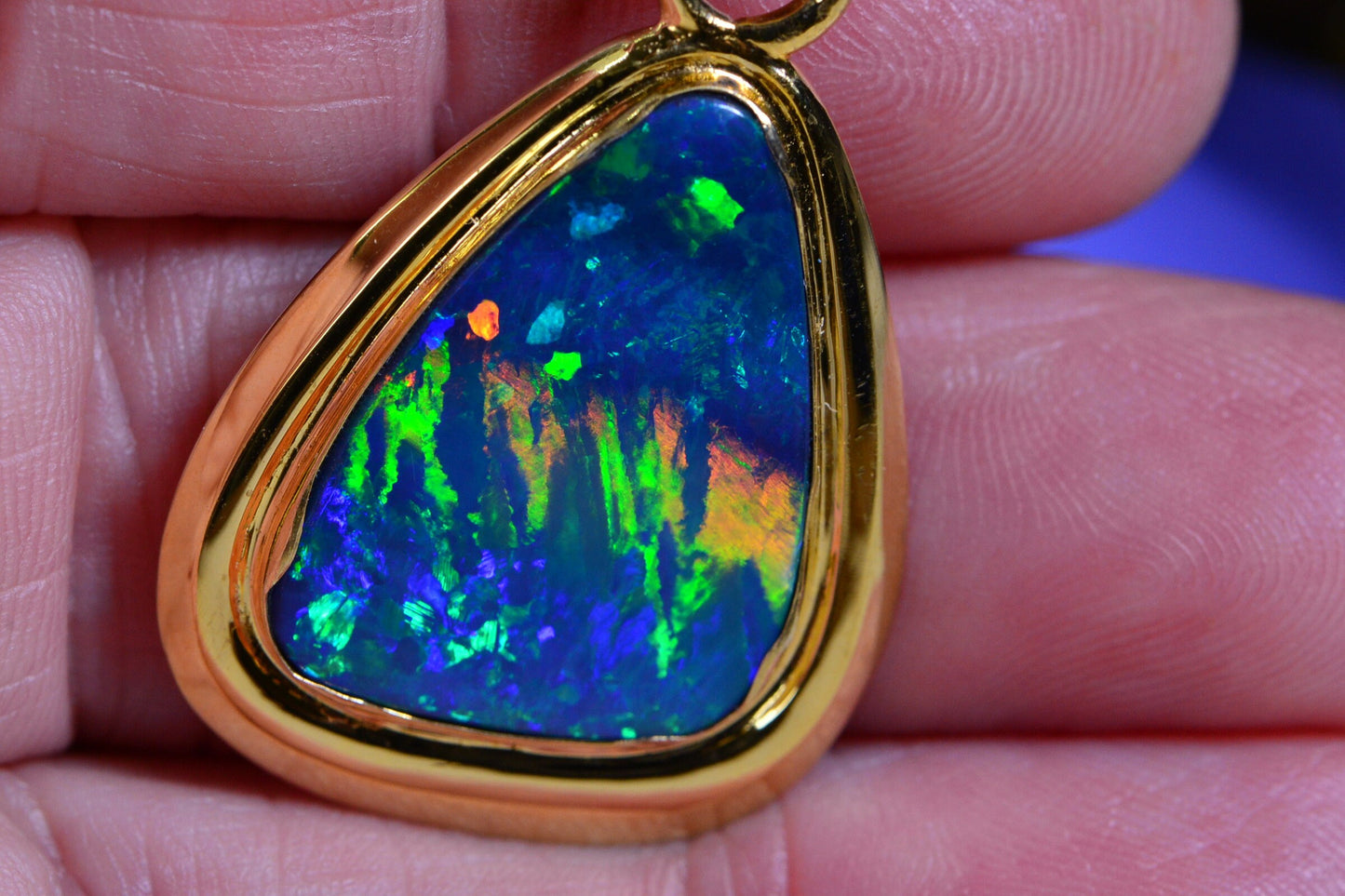 Australian Black Opal Pendant: 24K Gold Vermeil Sterling Silver, October Birthstone