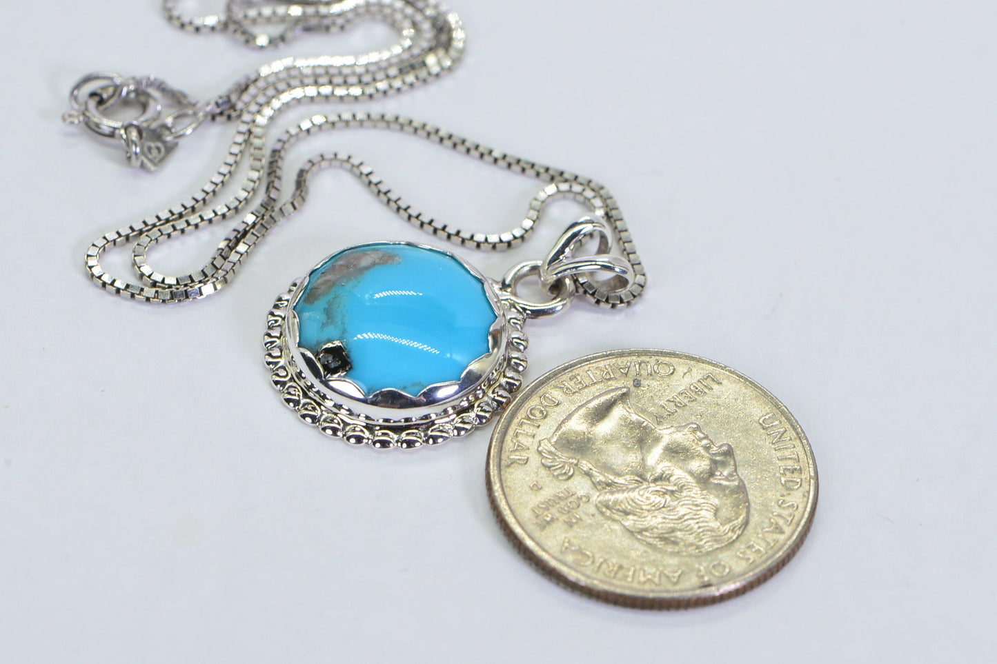 Sleeping Beauty Turquoise Pendant: Sterling Silver Bezel Necklace