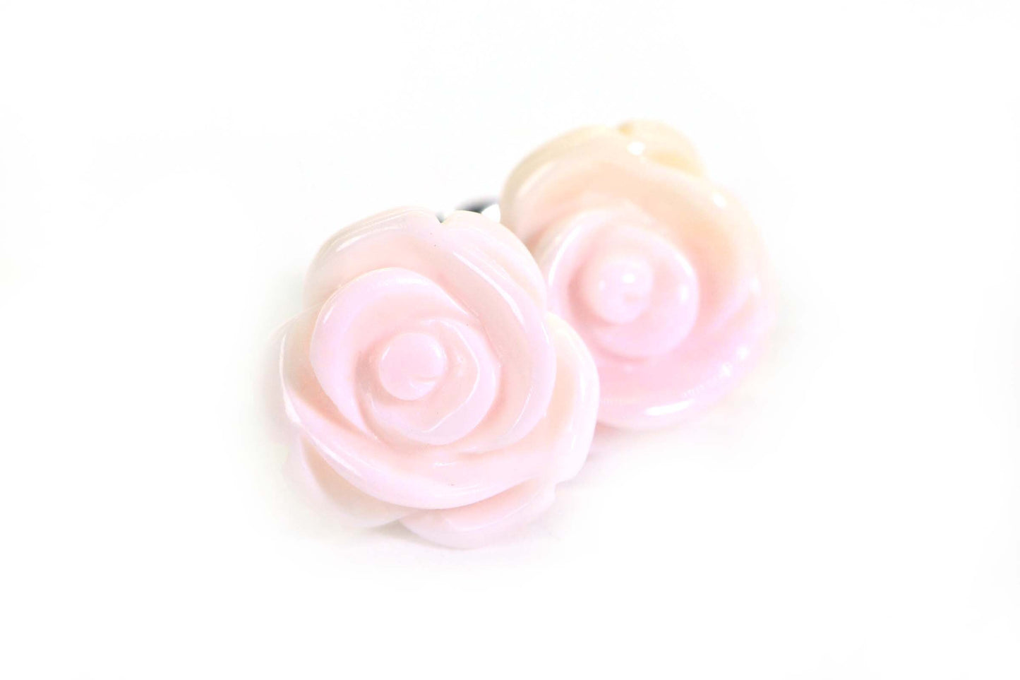 Pink Conch Shell Rose Stud Earrings, 14k Gold Vermeil