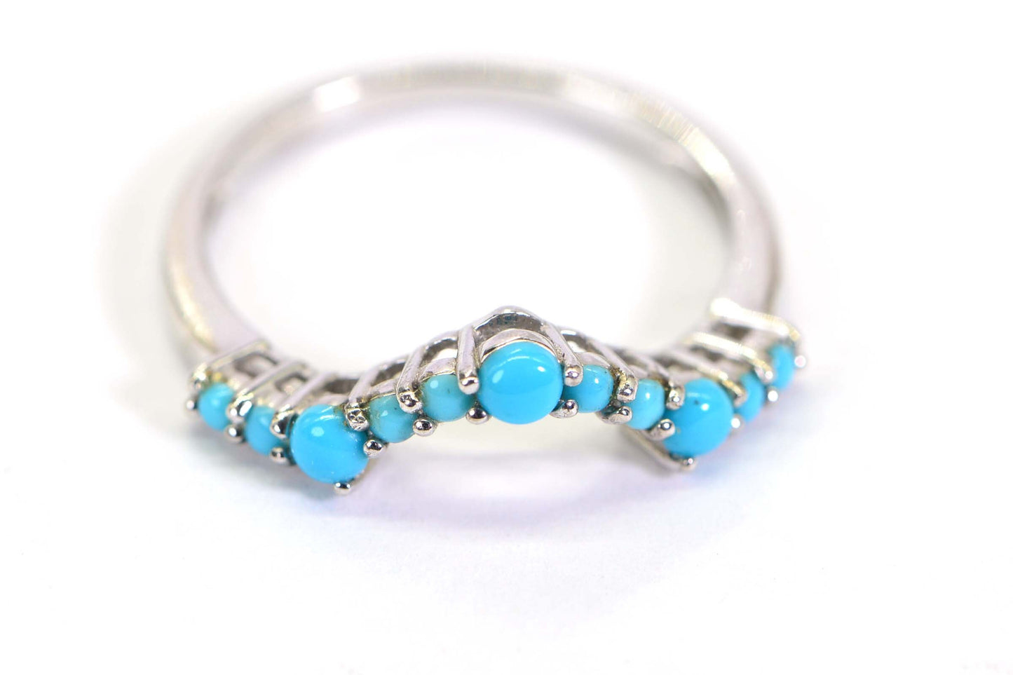 Sleeping Beauty Turquoise Wave Ring: Sterling Silver Zig-Zag Band