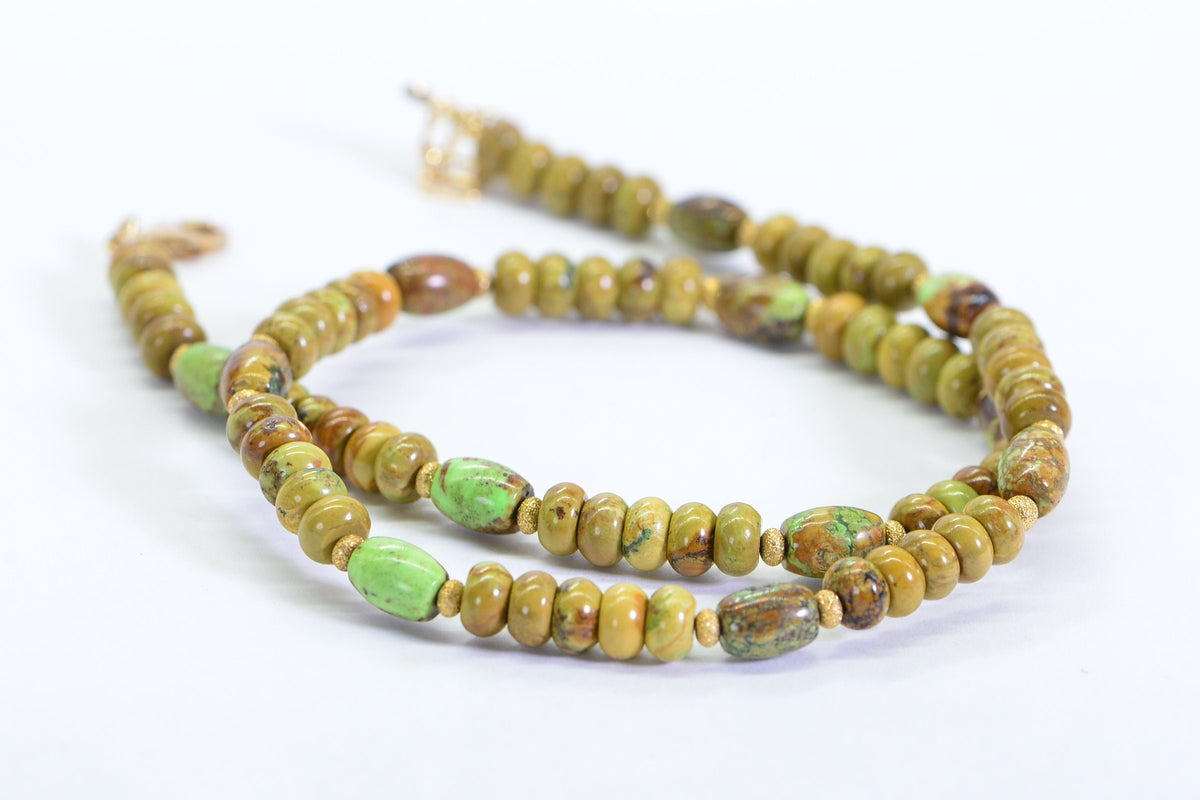Australian Gaspeite Beaded Choker: 14K Gold Filled Gemstone Necklace