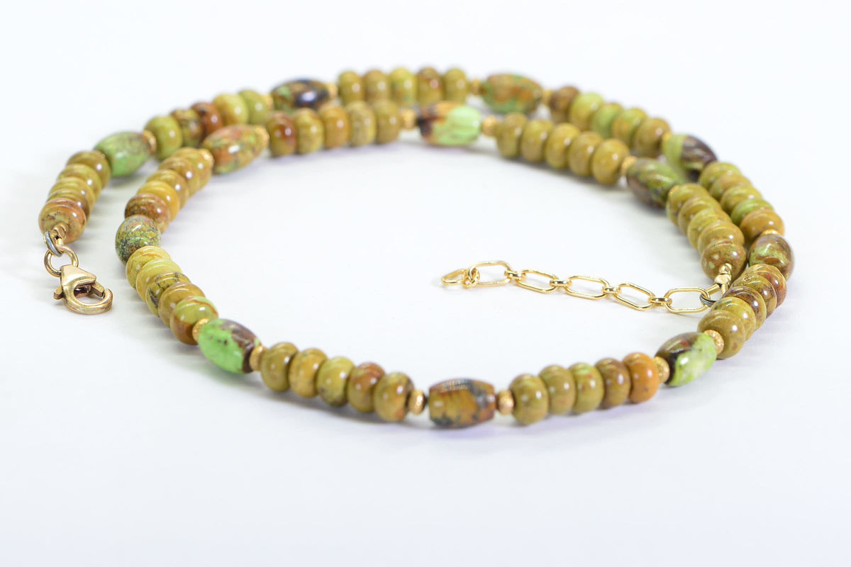 Australian Gaspeite Beaded Choker: 14K Gold Filled Gemstone Necklace