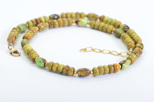 Australian Gaspeite Beaded Choker: 14K Gold Filled Gemstone Necklace