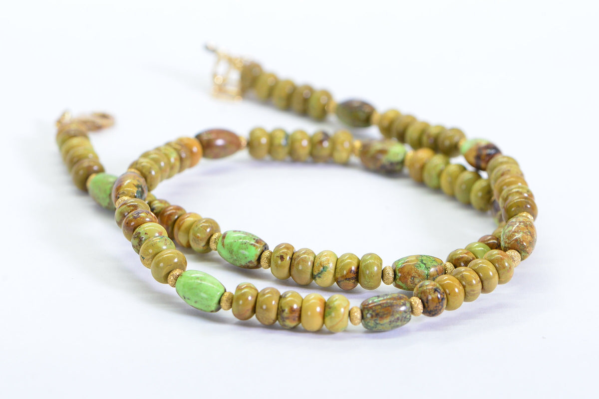 Australian Gaspeite Beaded Choker: 14K Gold Filled Gemstone Necklace
