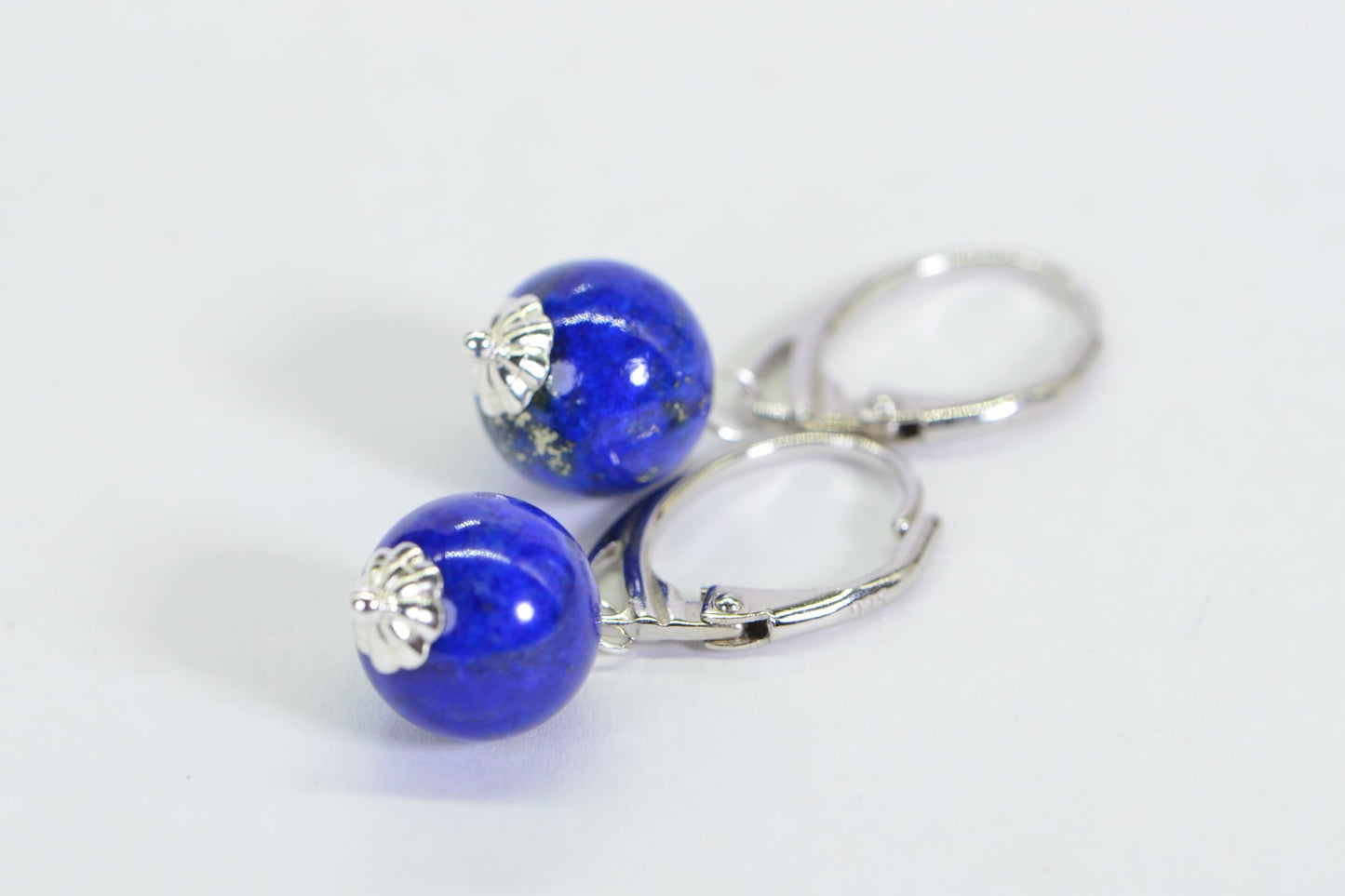 Handmade Lapis Lazuli Sterling Silver Earrings: Natural Gemstone Jewelry