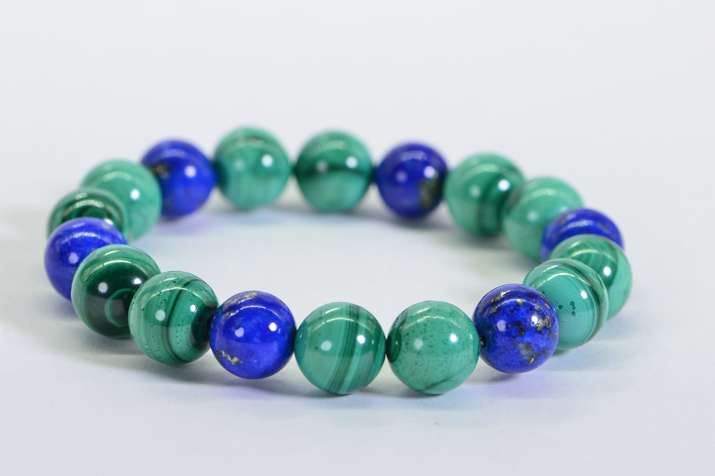 Malachite Lapis Lazuli Bracelet: Natural Gemstone Protection, Adjustable