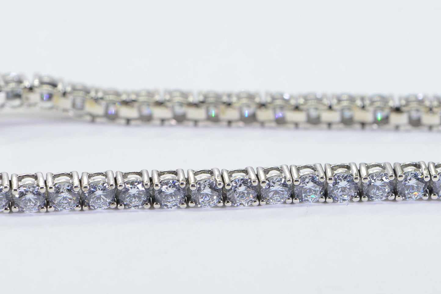 Simulated Diamond Tennis Bracelet: 14K Yellow Gold Vermeil, Sterling Silver