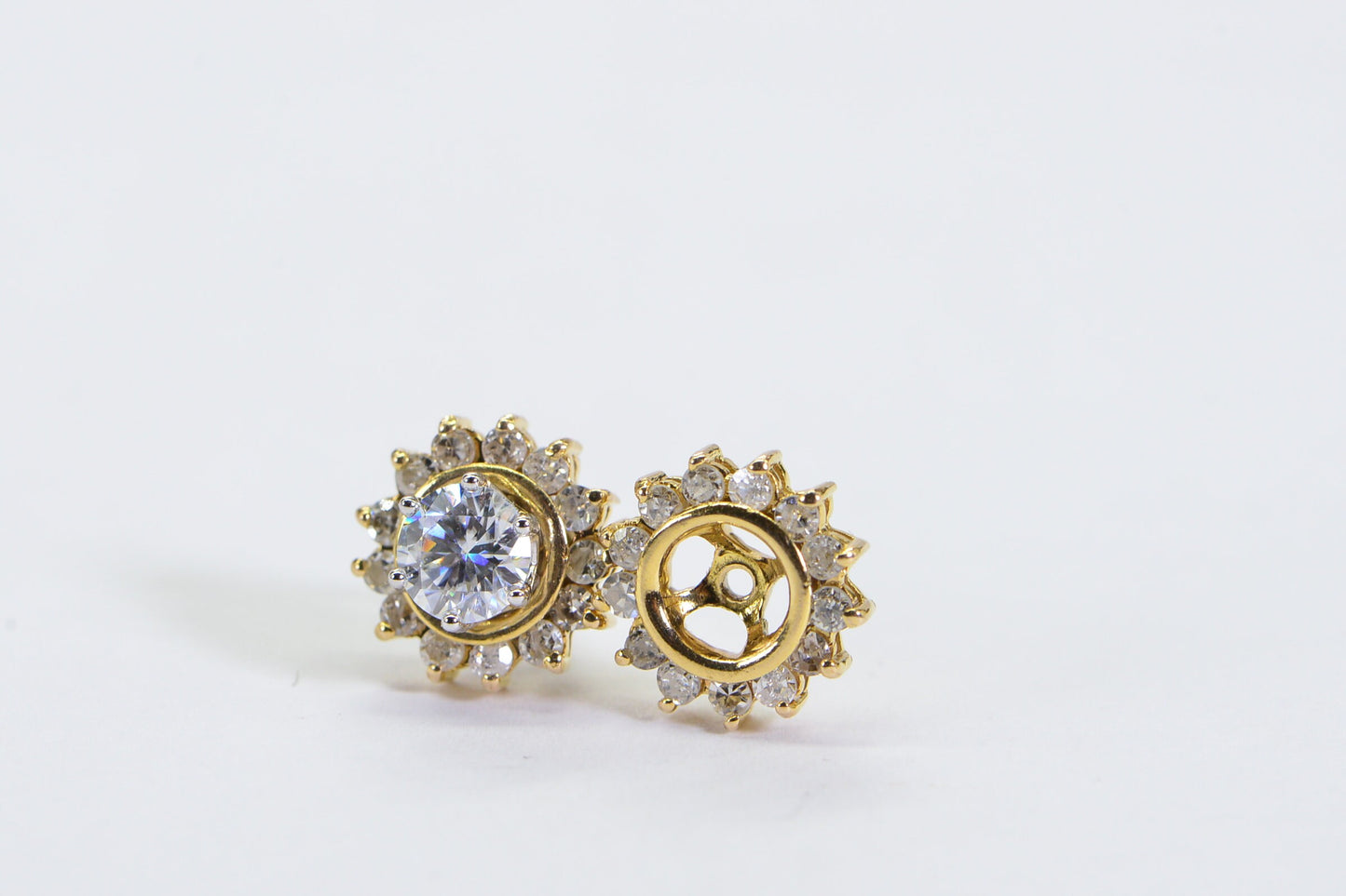 14K Gold Diamond Earring Jackets: 0.67 CTW Halo Enhancers for Studs