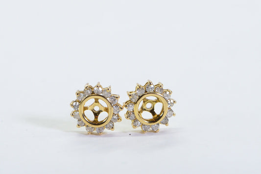 14K Gold Diamond Earring Jackets: 0.67 CTW Halo Enhancers for Studs