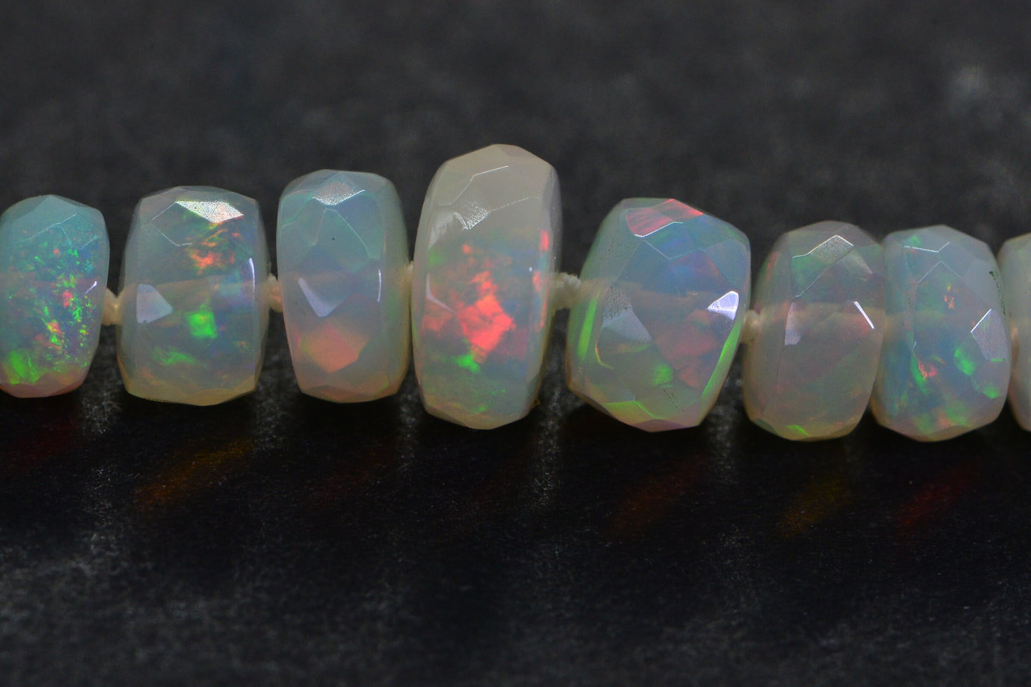 14K White Gold Ethiopian Opal Choker: Knotted Gemstone Necklace